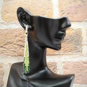 Elegant Green and Silver Drop Earrings